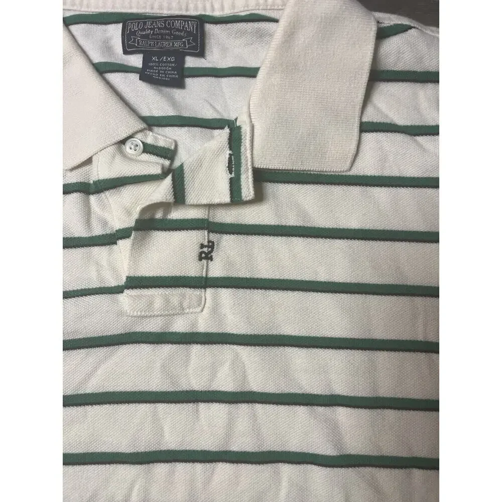 Ralph Lauren Polo Jeans Co Shirt Mens Extra Large XL Striped Short Sleeve Cotton